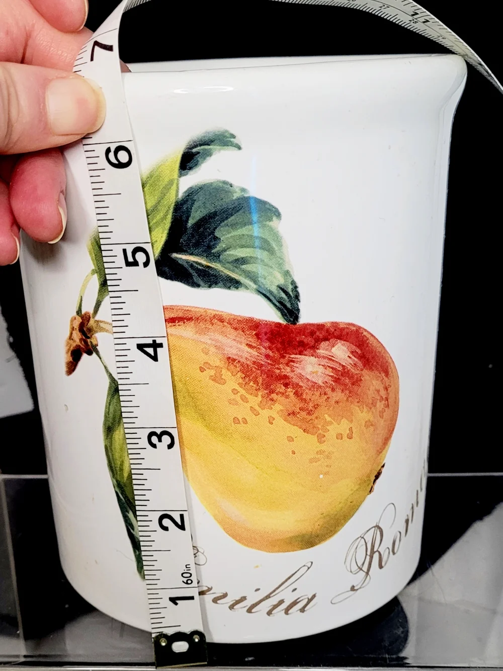 Vintage ceramic ValeriHome utensil holder with pear motif Emelia Romagna